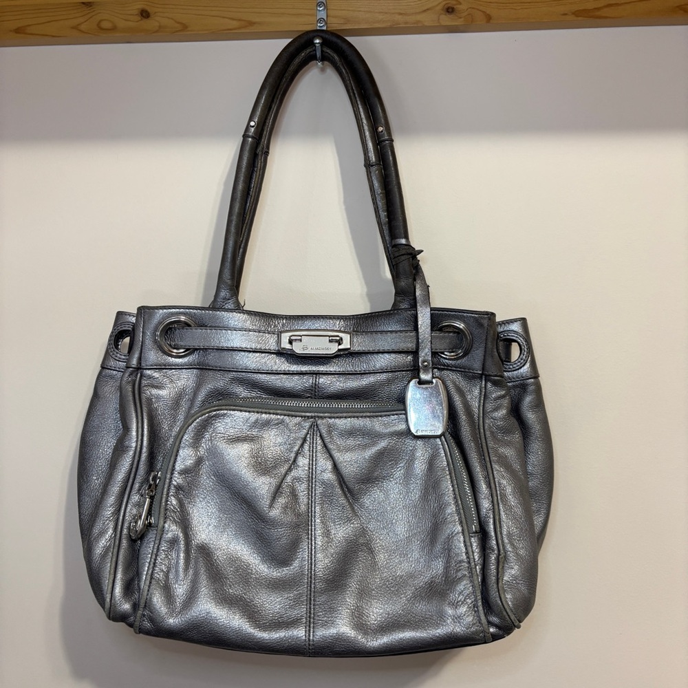 B. Makowsky Metallic Gray Shoulder Bag